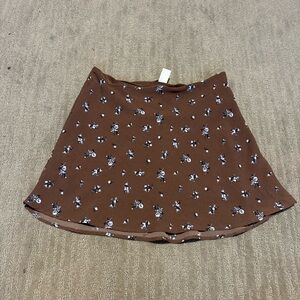 H&M Brown Floral Circle Skirt